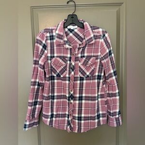 Love Tree Pink and White Plaid Shirt